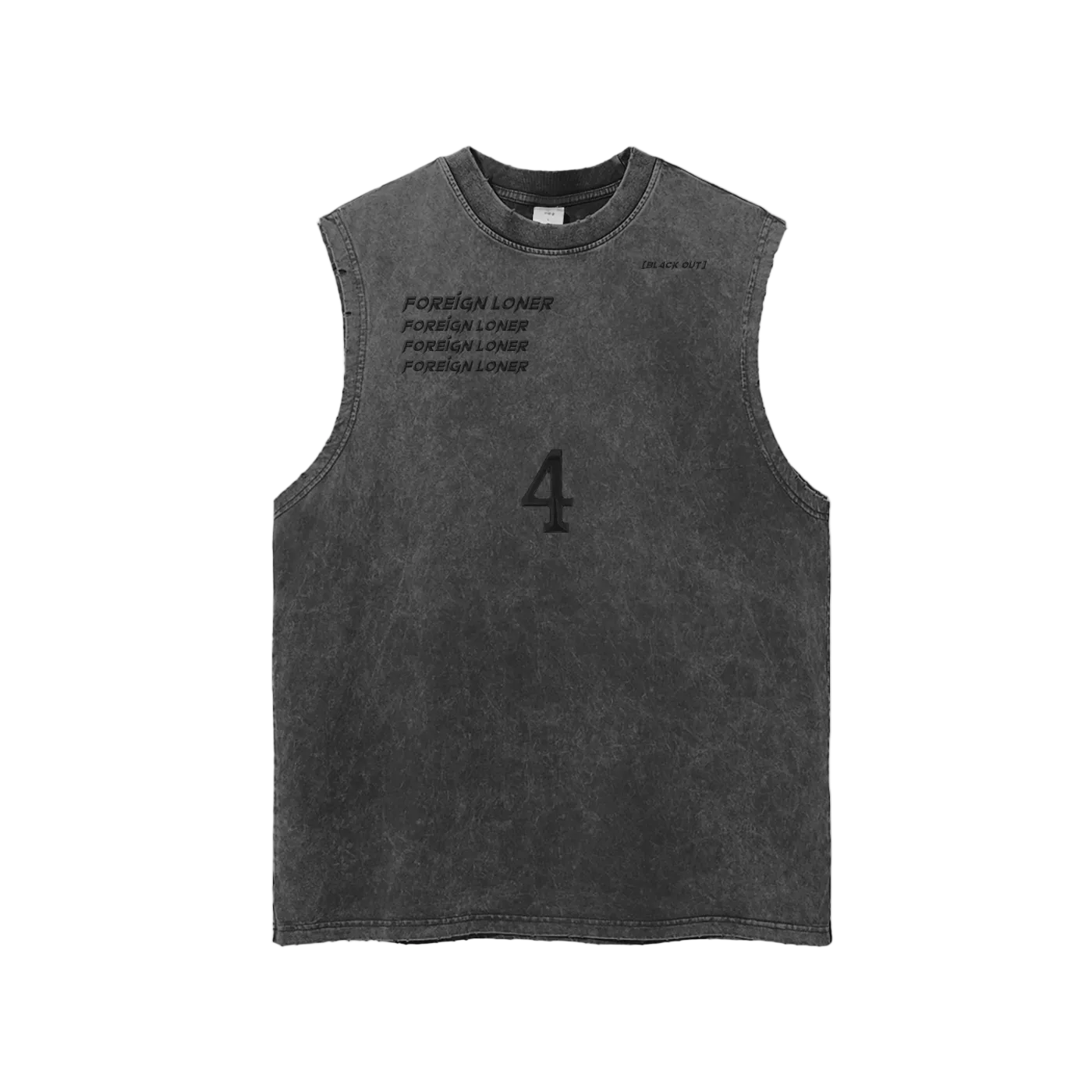 [BL4CK OUT] SNOW WASHED FRAYED TANK TOP