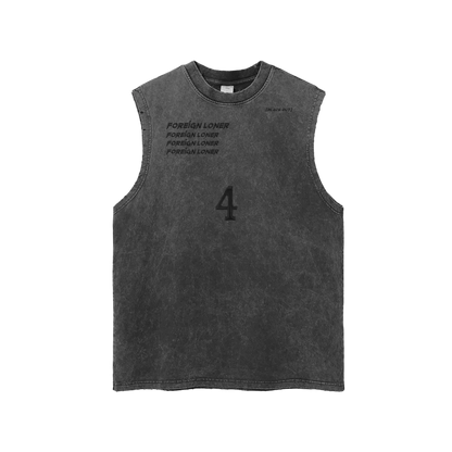[BL4CK OUT] SNOW WASHED FRAYED TANK TOP