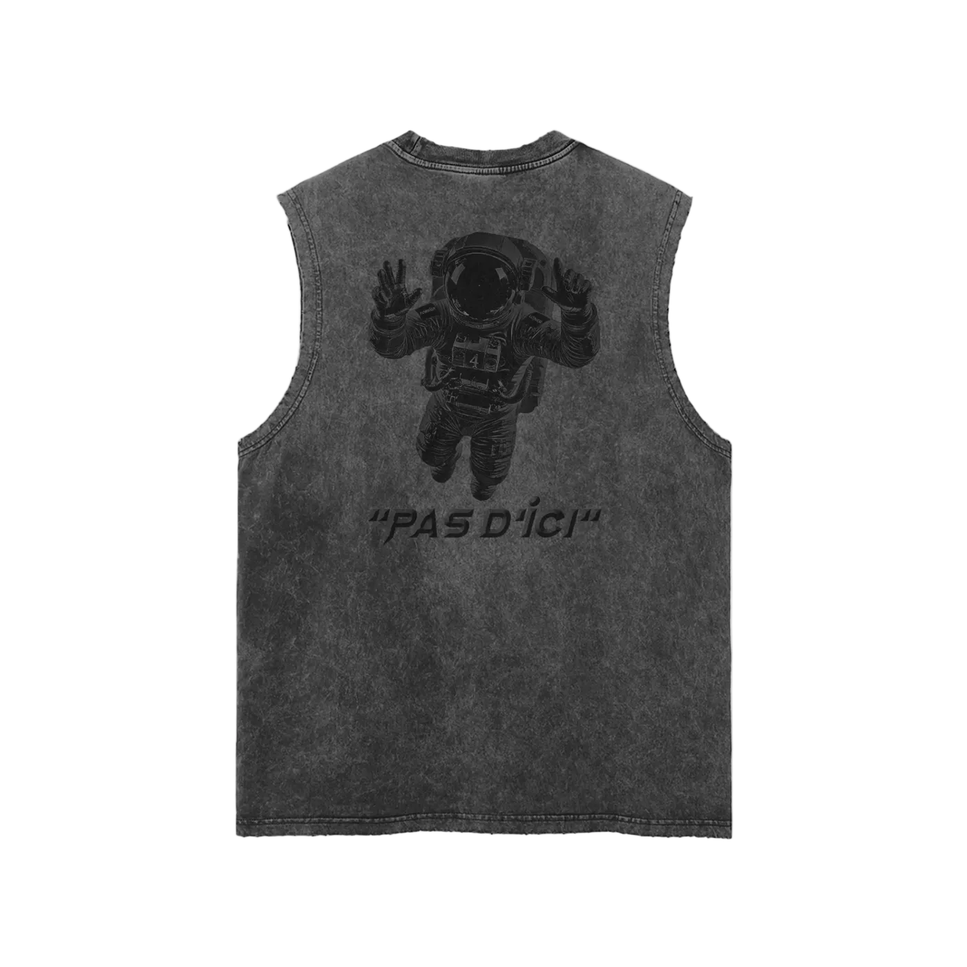 [BL4CK OUT] SNOW WASHED FRAYED TANK TOP